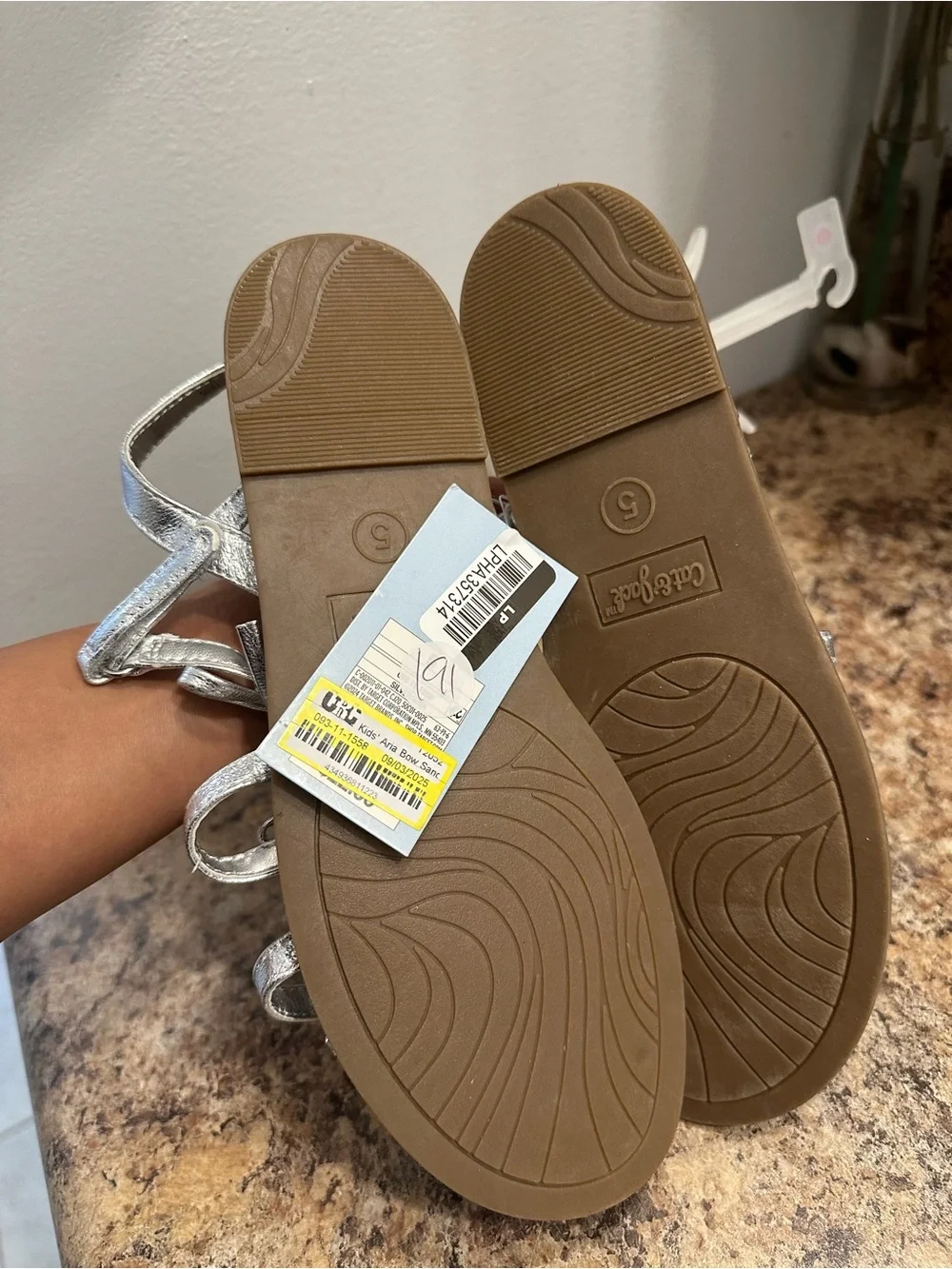 Cat & Jack Silver Bow Strappy Girls Sandals